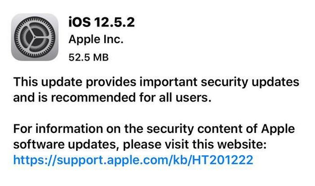 大石桥苹果手机维修分享iOS12.5.2发布，建议所有老苹果用户安装 